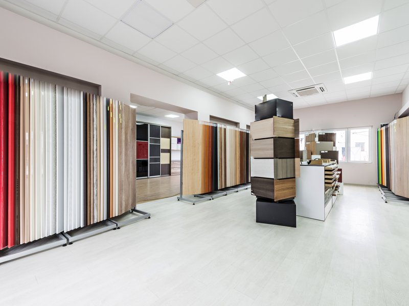 showroom filled with vinyl products